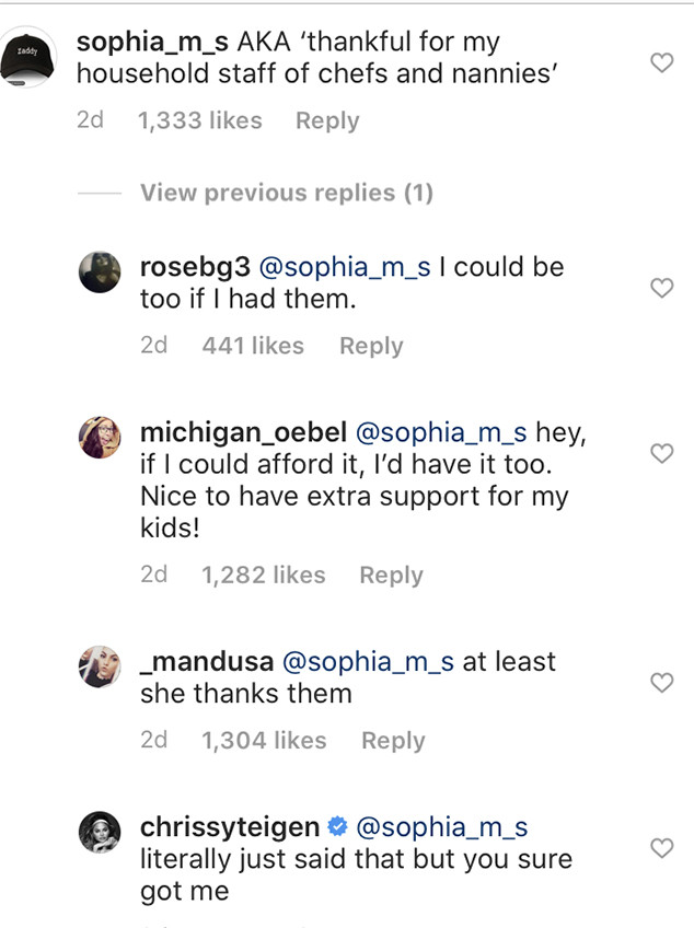 Chrissy Teigen Reacts To Troll Who Cited Her Chefs And Nannies E Online